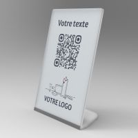 Présentoir incliné givré rectangle - Support QR Code en plexiglass pour restaurant