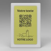 Présentoir incliné givré aspect laiton rectangle - Support QR Code en plexiglass pour restaurant