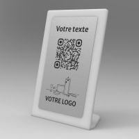 Présentoir incliné givré aspect inox rectangle - Support QR Code en plexiglass pour restaurant