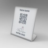 Présentoir incliné givré carré - Support QR Code en plexiglass pour restaurant