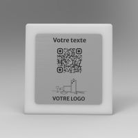 Présentoir incliné givré aspect inox carré - Support QR Code en plexiglass pour restaurant