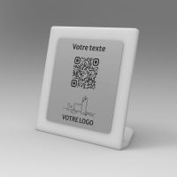 Présentoir incliné givré aspect inox carré - Support QR Code en plexiglass pour restaurant