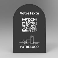 Présentoir incliné noir arrondi - Support QR Code en plexiglass pour restaurant