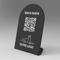 Présentoir incliné noir arrondi - Support QR Code en plexiglass pour restaurant