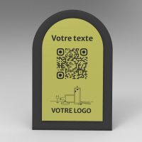 Présentoir incliné noir aspect laiton arrondi - Support QR Code en plexiglass pour restaurant