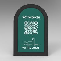 Présentoir incliné noir couleur arrondi - Support QR Code en plexiglass pour restaurant