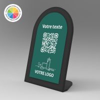 Présentoir incliné noir couleur arrondi - Support QR Code en plexiglass pour restaurant