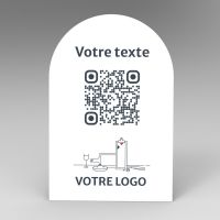 Présentoir incliné blanc arrondi - Support QR Code en plexiglass pour restaurant