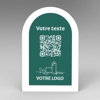 Présentoir incliné blanc couleur arrondi - Support QR Code en plexiglass pour restaurant