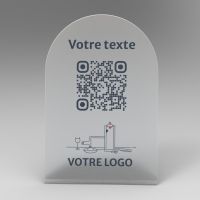 Présentoir incliné givré arrondi - Support QR Code en plexiglass pour restaurant