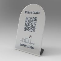 Présentoir incliné givré arrondi - Support QR Code en plexiglass pour restaurant