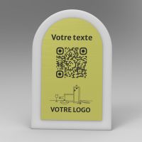 Présentoir incliné givré aspect laiton arrondi - Support QR Code en plexiglass pour restaurant