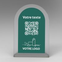 Présentoir incliné givré couleur arrondi - Support QR Code en plexiglass pour restaurant