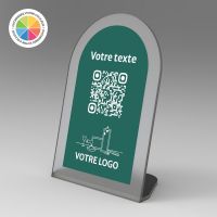 Présentoir incliné givré couleur arrondi - Support QR Code en plexiglass pour restaurant