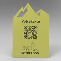 Présentoir incliné aspect laiton montagne - Support QR Code en plexiglass pour restaurant