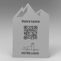 Présentoir incliné aspect inox montagne - Support QR Code en plexiglass pour restaurant