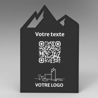 Présentoir incliné noir montagne - Support QR Code en plexiglass pour restaurant