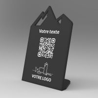 Présentoir incliné noir montagne - Support QR Code en plexiglass pour restaurant