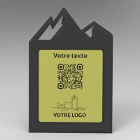 Présentoir incliné noir aspect laiton montagne - Support QR Code en plexiglass pour restaurant