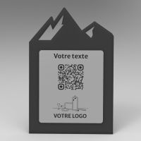 Présentoir incliné noir aspect inox montagne - Support QR Code en plexiglass pour restaurant