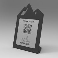 Présentoir incliné noir aspect inox montagne - Support QR Code en plexiglass pour restaurant