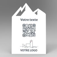 Présentoir incliné blanc montagne - Support QR Code en plexiglass pour restaurant