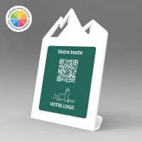 Présentoir incliné blanc couleur montagne - Support QR Code en plexiglass pour restaurant