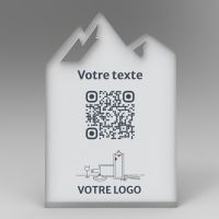 Présentoir incliné givré montagne - Support QR Code en plexiglass pour restaurant