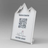 Présentoir incliné givré montagne - Support QR Code en plexiglass pour restaurant