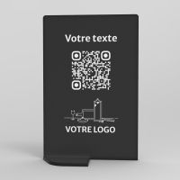 Présentoir vertical noir rectangle - Support QR Code en plexiglass pour restaurant