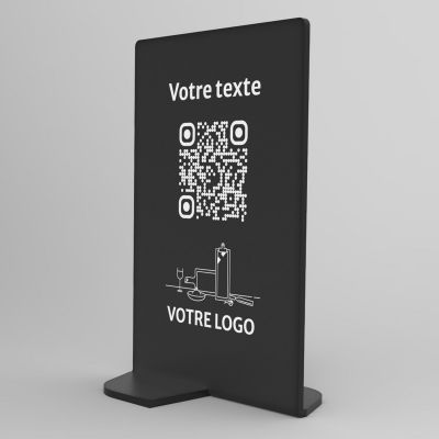 Présentoir vertical noir rectangle - Support QR Code en plexiglass pour restaurant