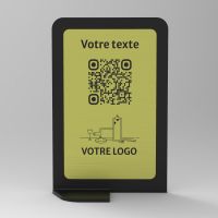 Présentoir vertical noir aspect laiton rectangle - Support QR Code en plexiglass pour restaurant