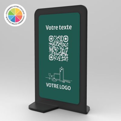 Présentoir vertical noir couleur rectangle - Support QR Code en plexiglass pour restaurant