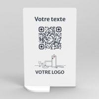 Présentoir vertical blanc rectangle - Support QR Code en plexiglass pour restaurant