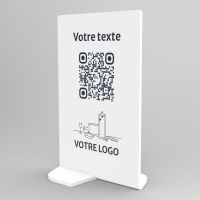 Présentoir vertical blanc rectangle - Support QR Code en plexiglass pour restaurant