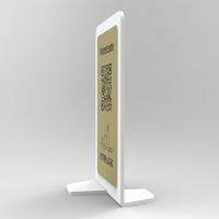 Présentoir vertical blanc aspect laiton rectangle - Support QR Code en plexiglass pour restaurant