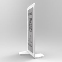 Présentoir vertical blanc aspect inox rectangle - Support QR Code en plexiglass pour restaurant