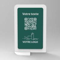 Présentoir vertical blanc couleur rectangle - Support QR Code en plexiglass pour restaurant