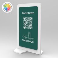 Présentoir vertical blanc couleur rectangle - Support QR Code en plexiglass pour restaurant