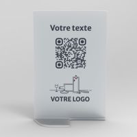 Présentoir vertical givré rectangle - Support QR Code en plexiglass pour restaurant