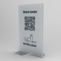 Présentoir vertical givré rectangle - Support QR Code en plexiglass pour restaurant