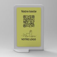 Présentoir vertical givré aspect laiton rectangle - Support QR Code en plexiglass pour restaurant