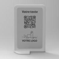 Présentoir vertical givré aspect inox rectangle - Support QR Code en plexiglass pour restaurant