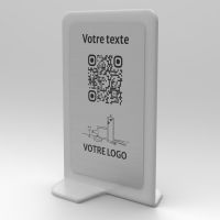 Présentoir vertical givré aspect inox rectangle - Support QR Code en plexiglass pour restaurant