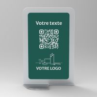 Présentoir vertical givré couleur rectangle - Support QR Code en plexiglass pour restaurant