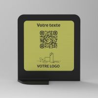 Présentoir vertical noir aspect inox carré - Support QR Code en plexiglass pour restaurant