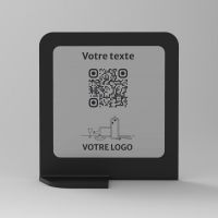 Présentoir vertical noir aspect inox carré - Support QR Code en plexiglass pour restaurant