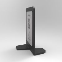 Présentoir vertical noir aspect inox carré - Support QR Code en plexiglass pour restaurant