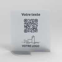 Présentoir vertical givré carré - Support QR Code en plexiglass pour restaurant