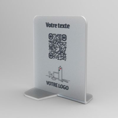 Présentoir vertical givré carré - Support QR Code en plexiglass pour restaurant